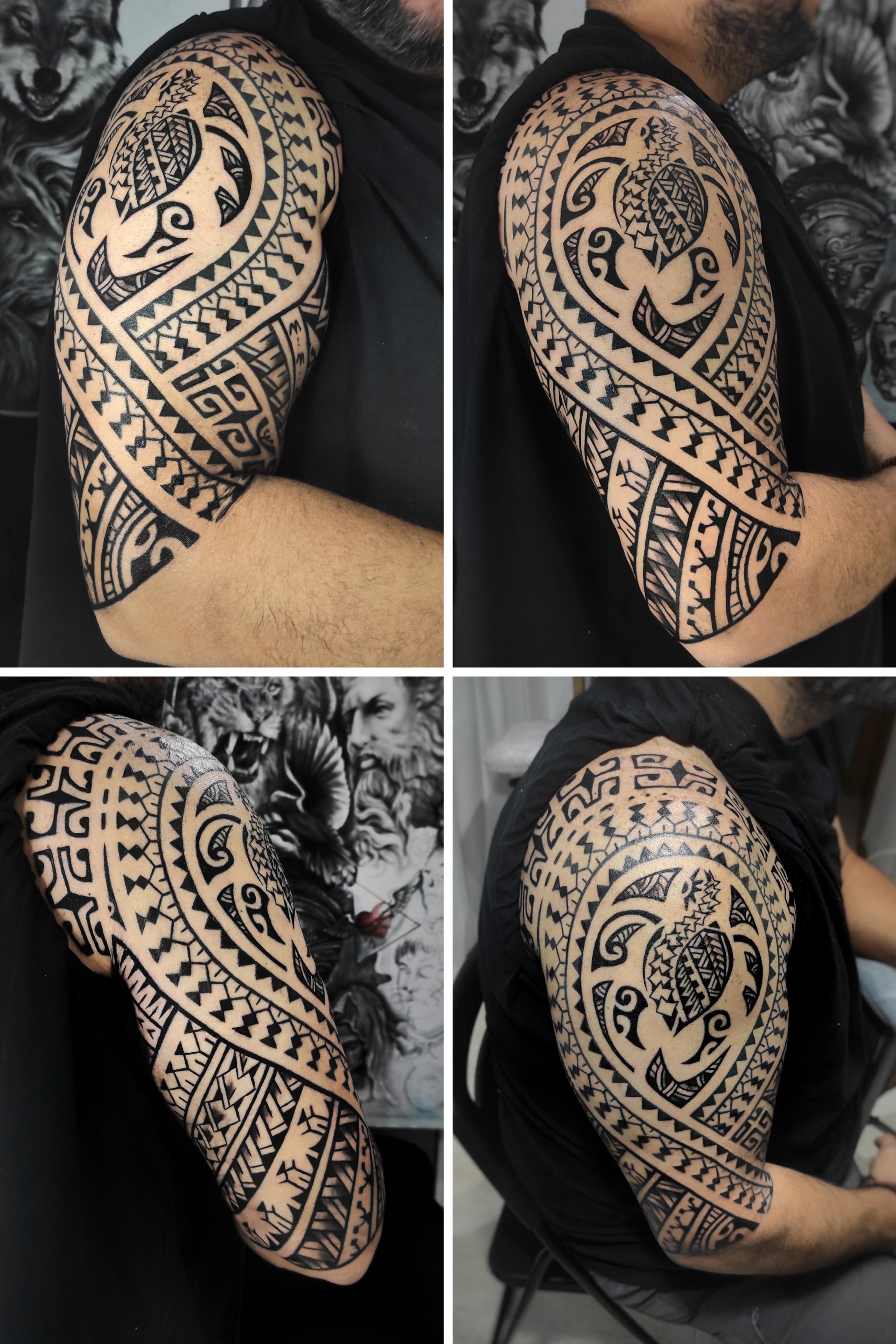 Tatuaje samoano con tortuga hecho en Madrid